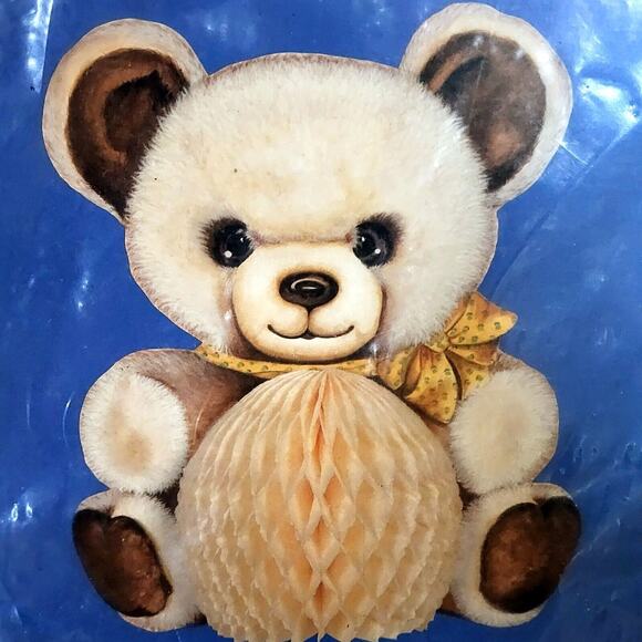 Vintage NOS 1986 Honeycomb Teddy Bear Centerpiece Beistle Tissue 10" USA - Picture 2 of 7